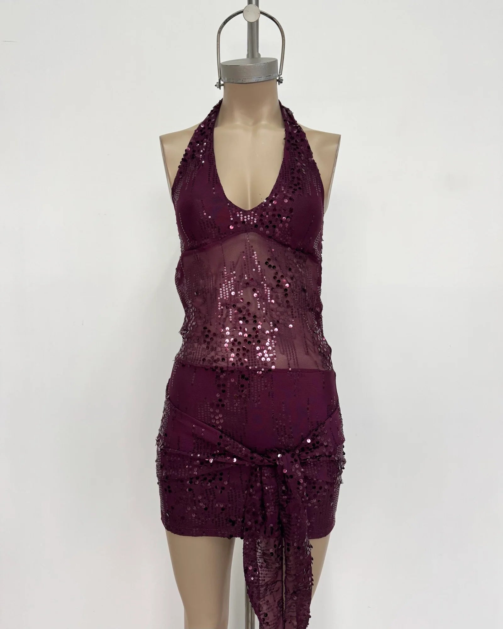 Vestido marilyn tul lentejuela lluvia forrado pechera y pollera con lazo para atar