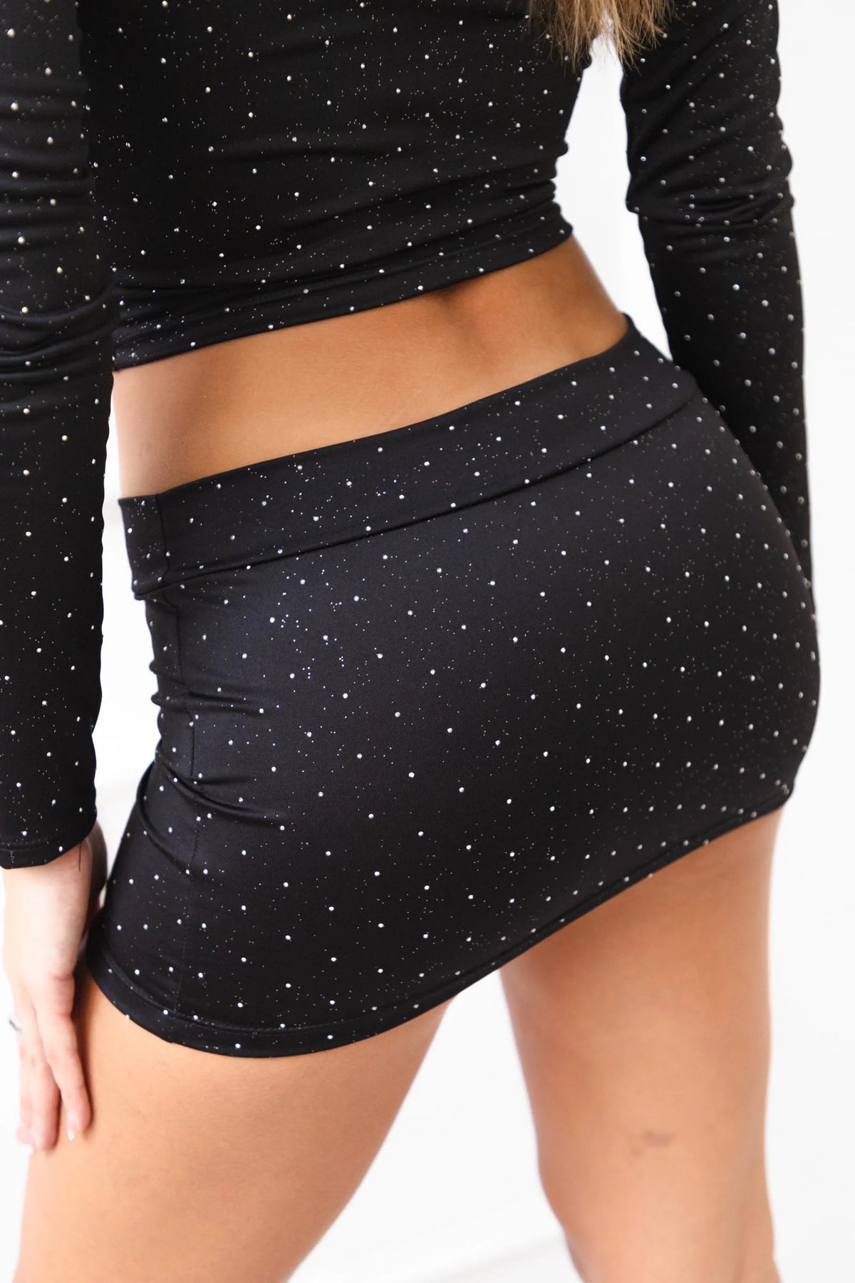 Micro pollera lycra glitter