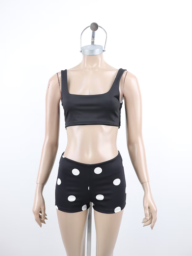 Short crepe lunares