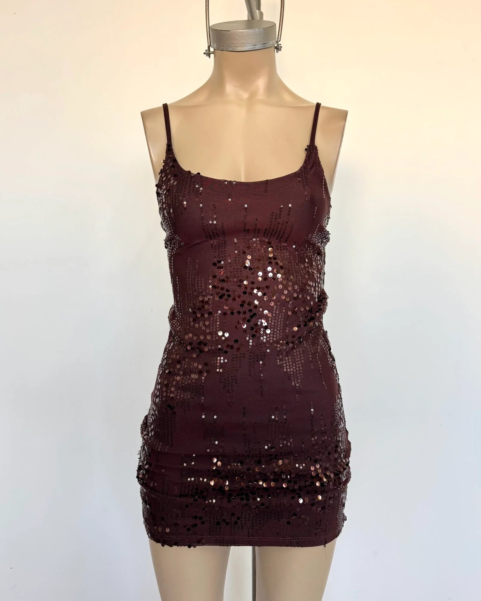 Vestido tul lentejuela lluvia tirita al cuerpo con lazo espalda para atar