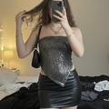 Strapless lentejuela asimetrico suny