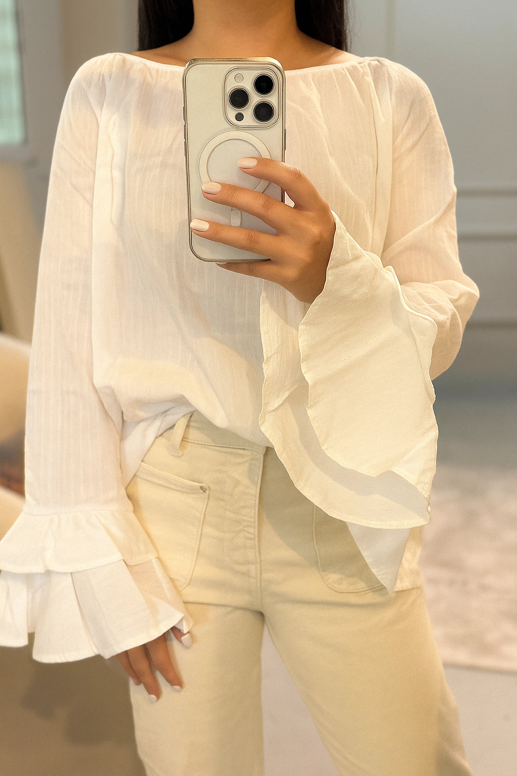 Blusa manga volados rattier klein