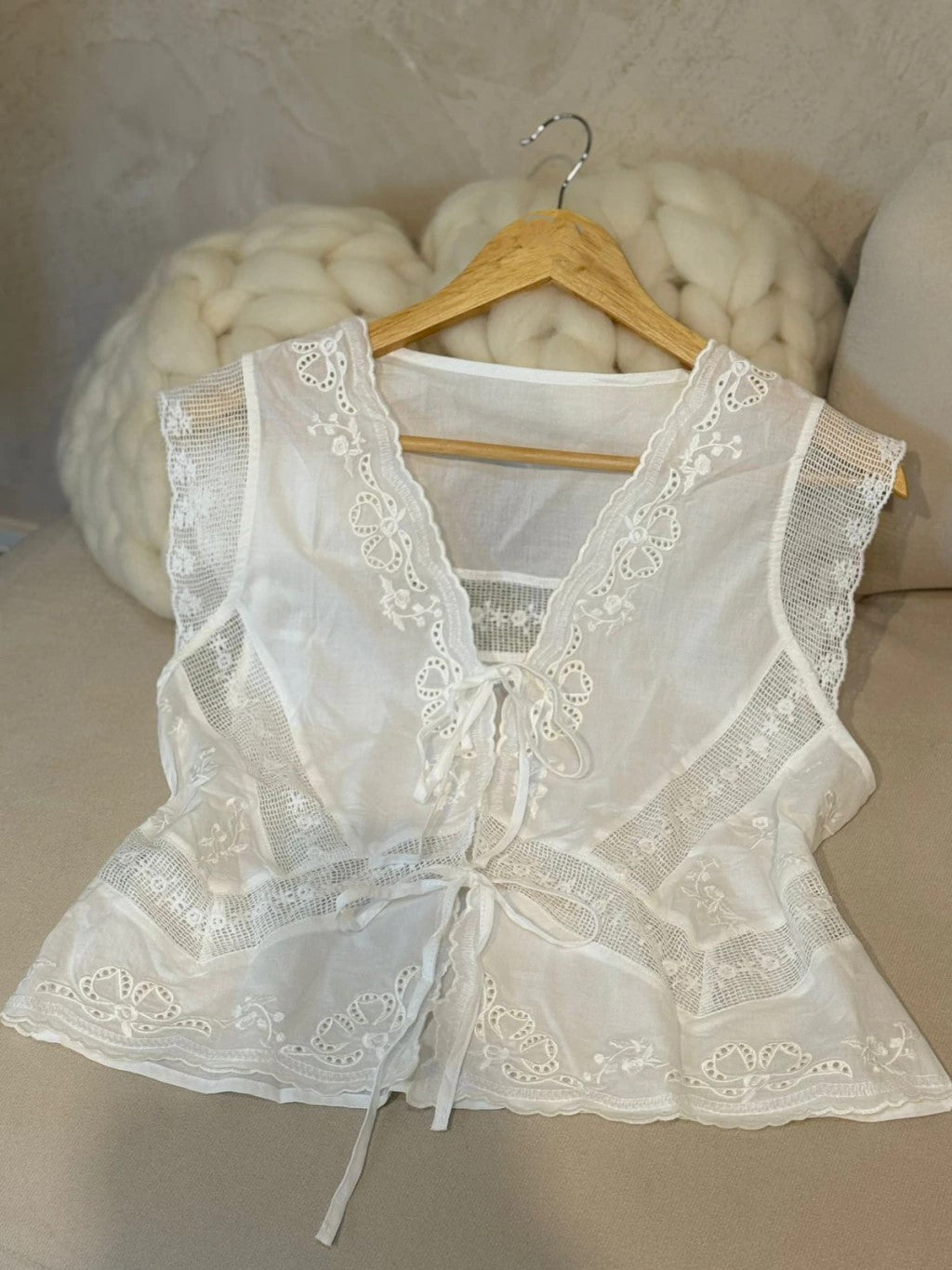 Blusa para atar broderie bordado