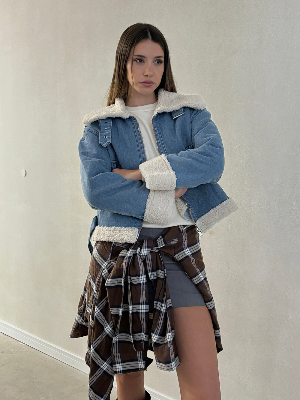 Gamulan jean celeste corderito crema