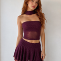 Pollera skort tul strass volado con short interno