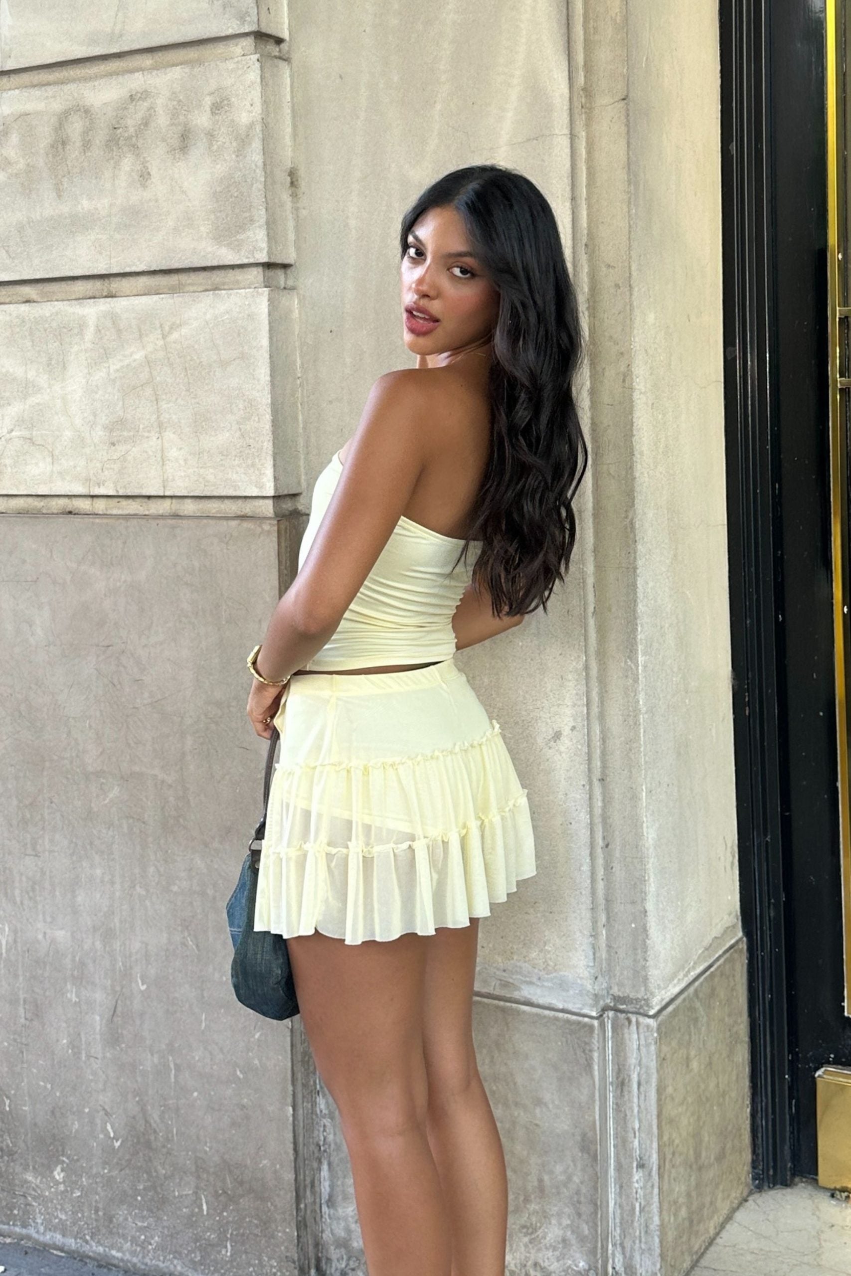 Pollera tull 2 volados con culote