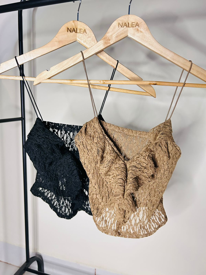 Top encaje taza volado