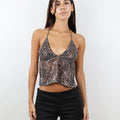 Top lentejuelas animal p/atar