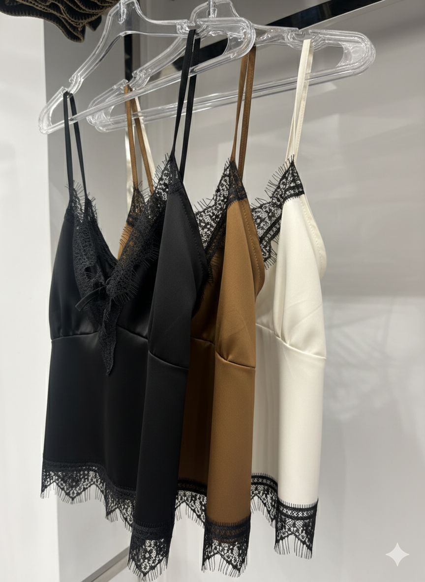 Top seda con puntilla Libel