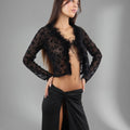 Top tul c/plumas ML p/atar frente