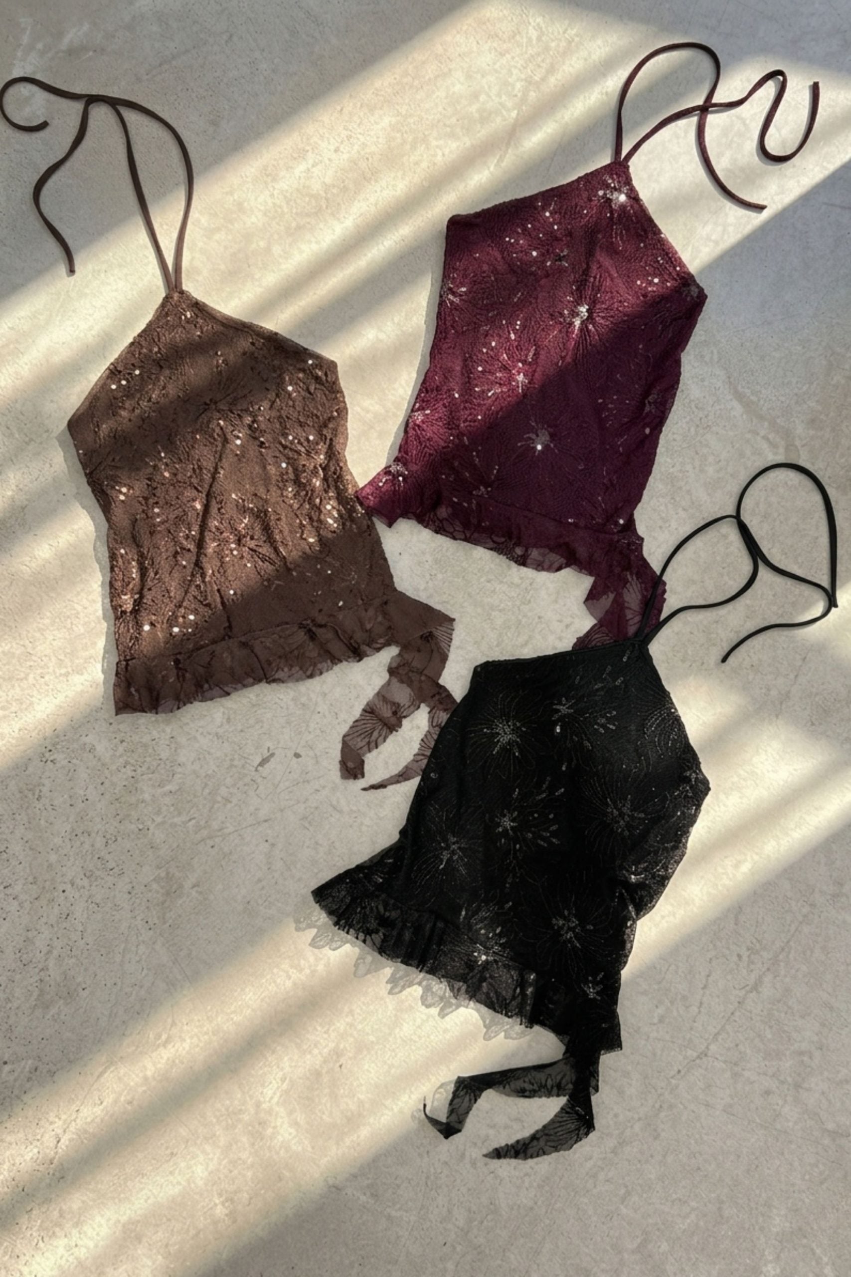 Top tull bordado florc uello halter para atar con volado