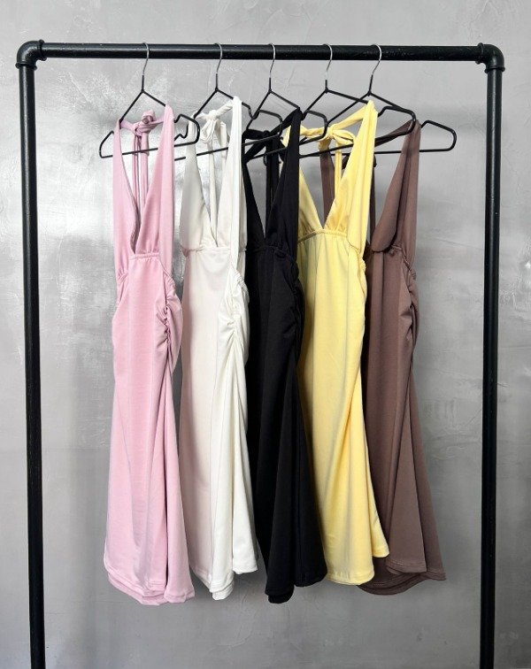 Vestido frunce cuello para atar