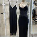 Vestido largo bretel microfibra tull