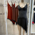 Vestido pico con puntilla (Microfibra)